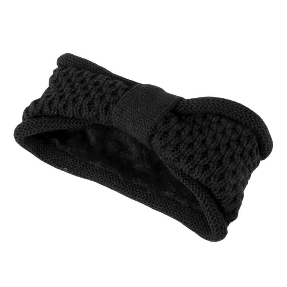 Comfortable Bow Warm Headband Black